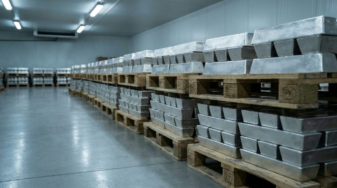 Stack of large silver bars in an exchange-approved depository, illustrating COMEX silver futures delivery